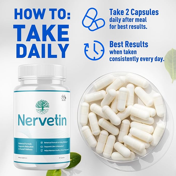 Nervetin nerve support supplement bottle and ingredients
